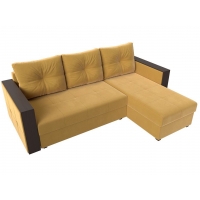 Угловой диван Валенсия Лайт (микровельвет жёлтый) - Изображение 1